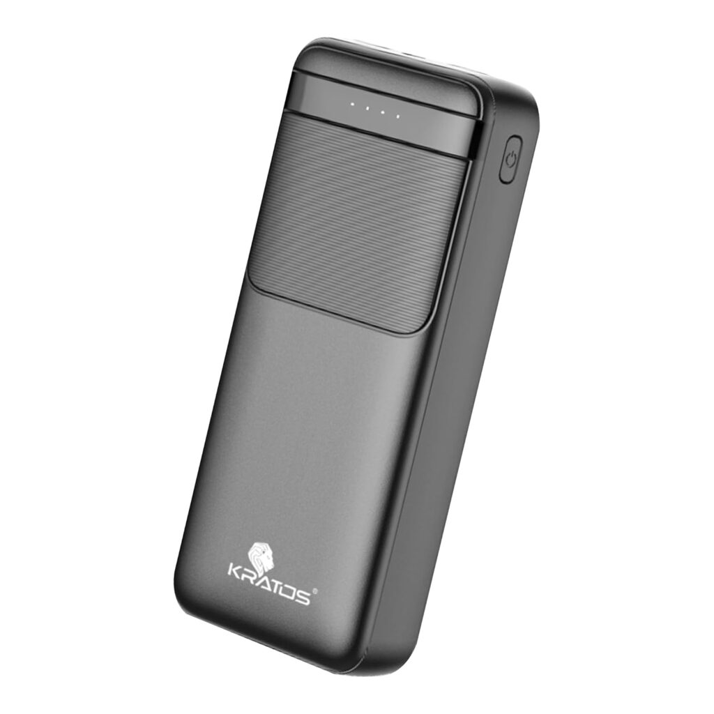 Kratos Legend Champ Power Bank 20000 mah Fast Charging, 22.5W Quick Charge, Dual USB and USB Type C Connector, LED Indicators, BIS Certified PowerBank for iPhone, Smartphones & Tablets, Black