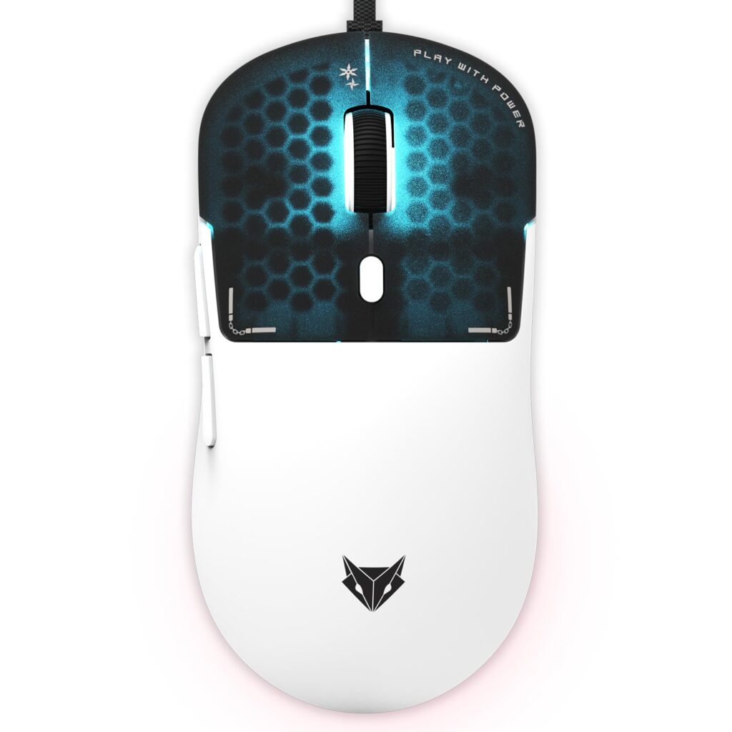 EvoFox Phantom Air Ultra Lightweight Gaming Mouse | Upto 1000Hz Polling Rate, 7000 FPS, 12800 DPI | Honeycomb RGB Lighting | Fully Programmable with Windows Software & On-Board Memory | White