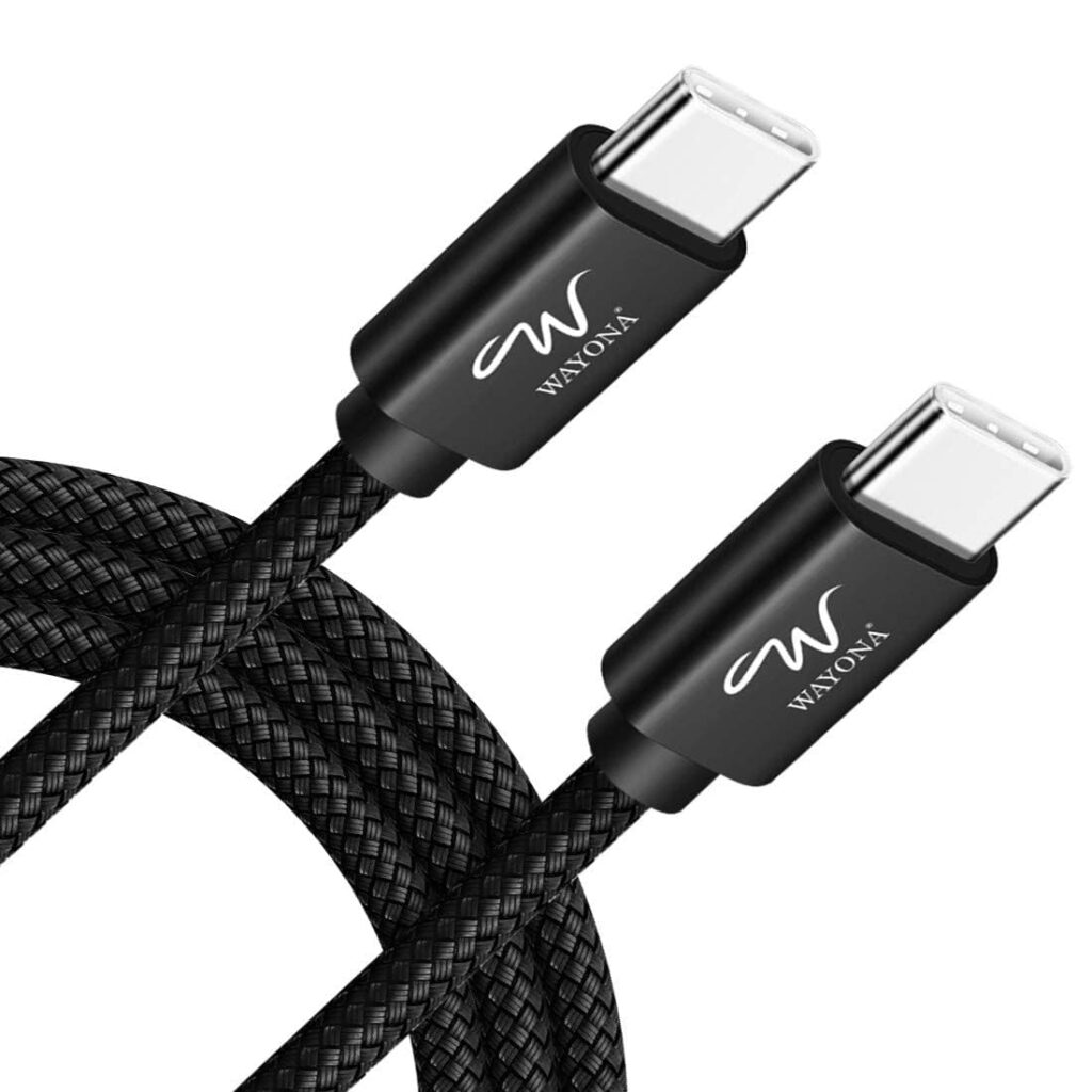 Wayona USB C to USB C 65W 6FT/2M Long Fast Charging Cable Compatible with iPhone 16,iPhone 15 Series,Samsung S25 Ultra, S24,Fold,Flip,OnePlus,Nothing Phone 2,Laptops & Macbook (2M, Black)