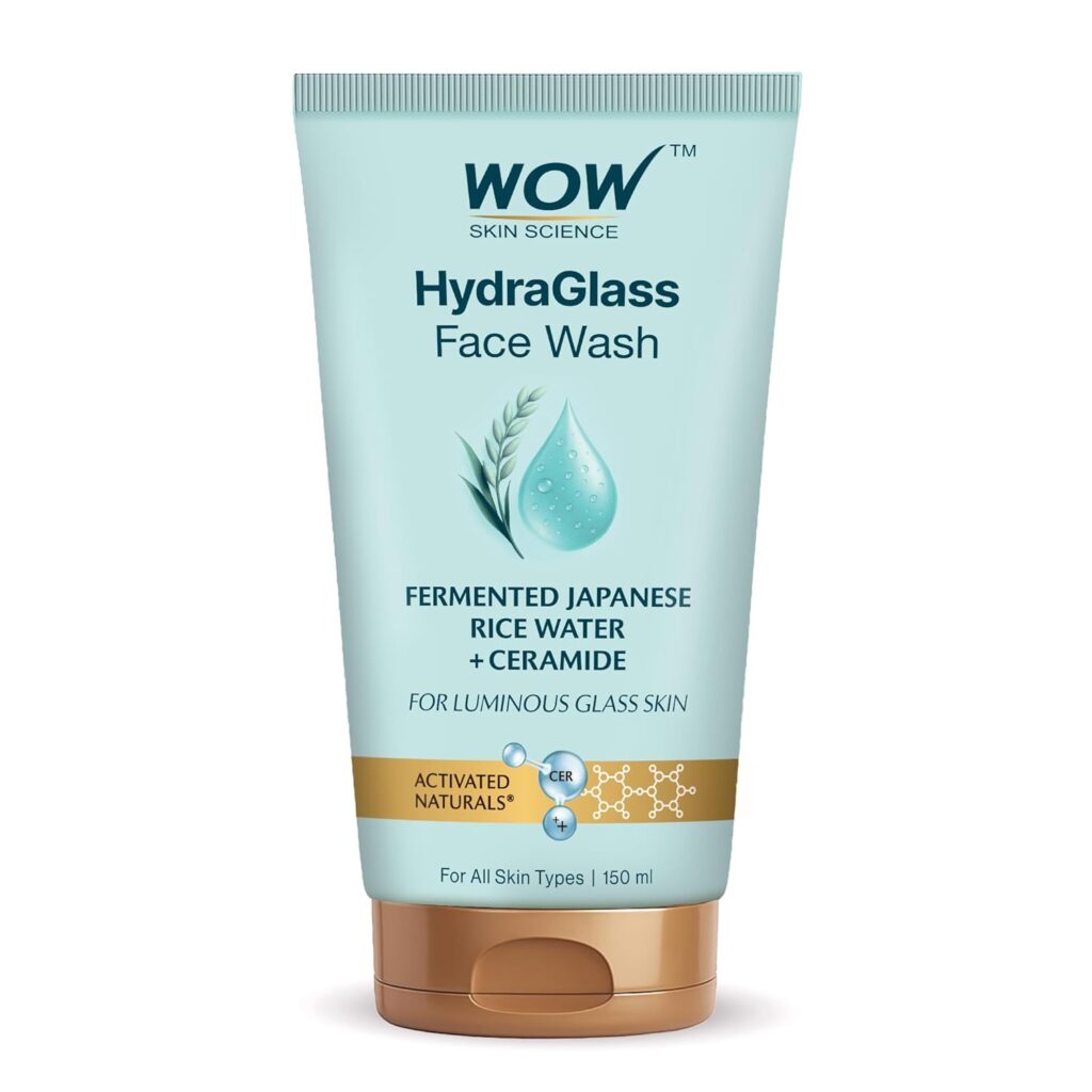 WOW Skin Science HydraGlass Face Wash | Fermented Japanese Rice Water + Ceramide | For Glass-Like Skin with Refined Pores & Smooth Texture | Soap-Free Gentle Cleanser | For All Skin Types | 150ml