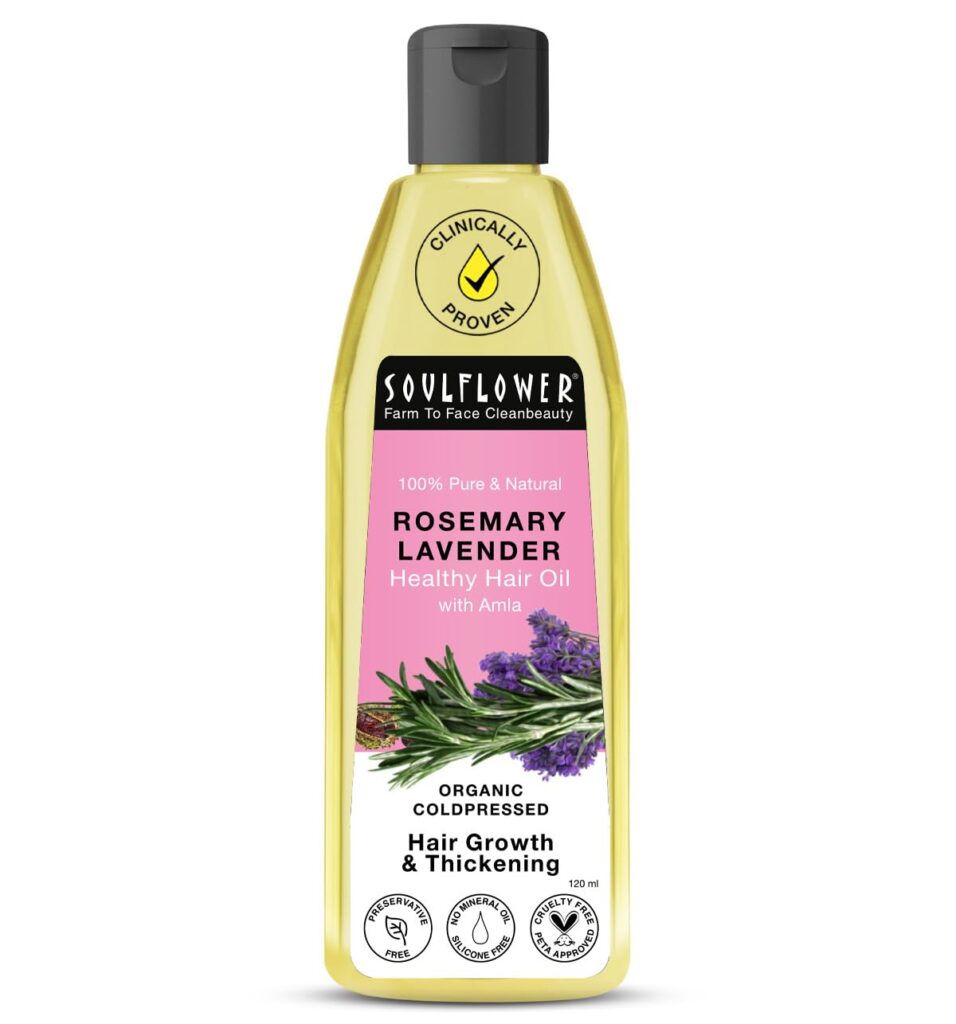 Soulflower Rosemary Lavender Hair Oil For Hair Growth, Hair Fall Control, Healthy Scalp, Long Hair, Rosemary, Lavender, Castor|100% Pure, Natural, Organic, Clinically Proven for Hair Growth, 120ml
