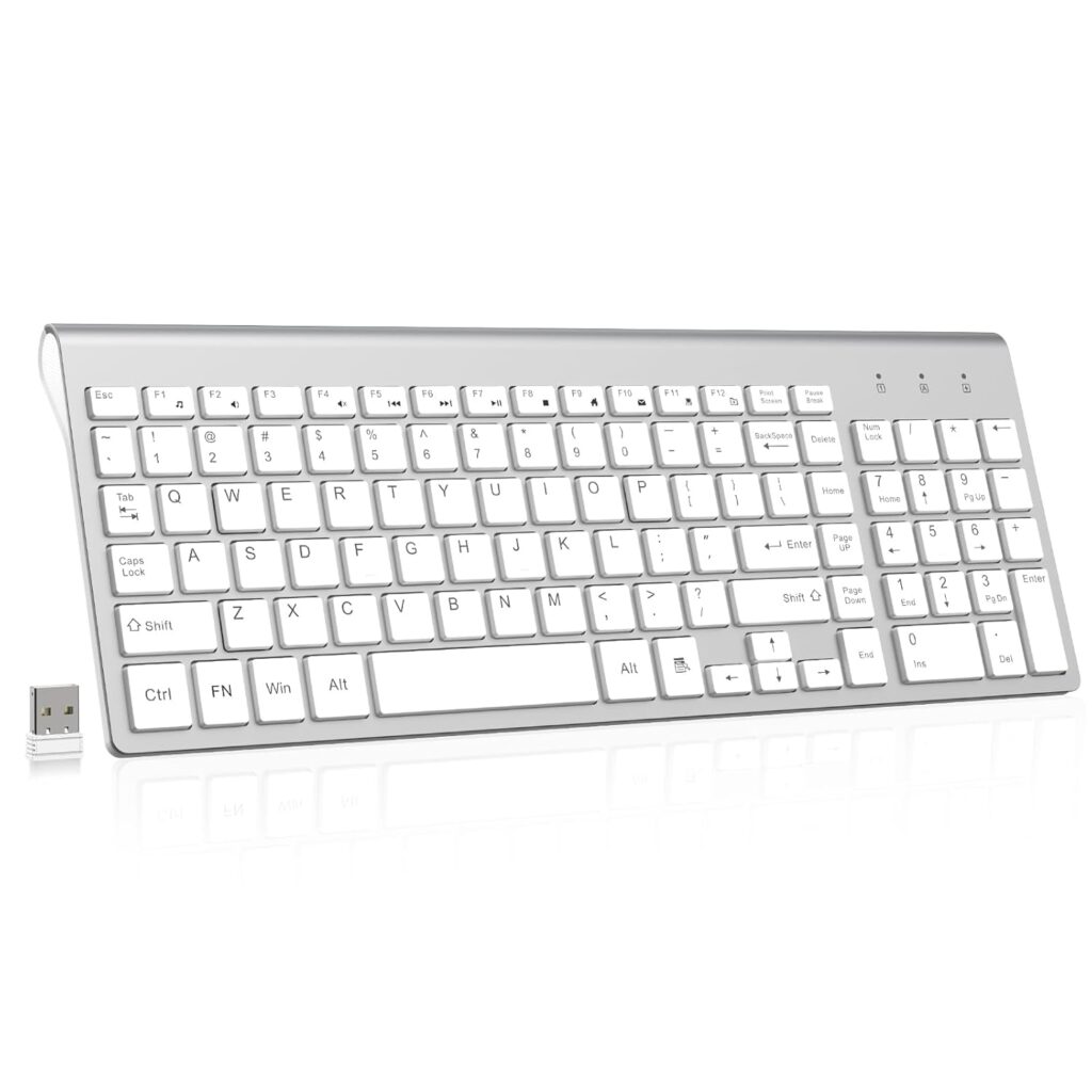 cimetech Wireless Keyboard, 2.4G USB Ultra Slim Quiet EasyTyping Laptop Keyboard with High-end Technology for Office and Home, Type with Ease and Double Efficiency - Silver