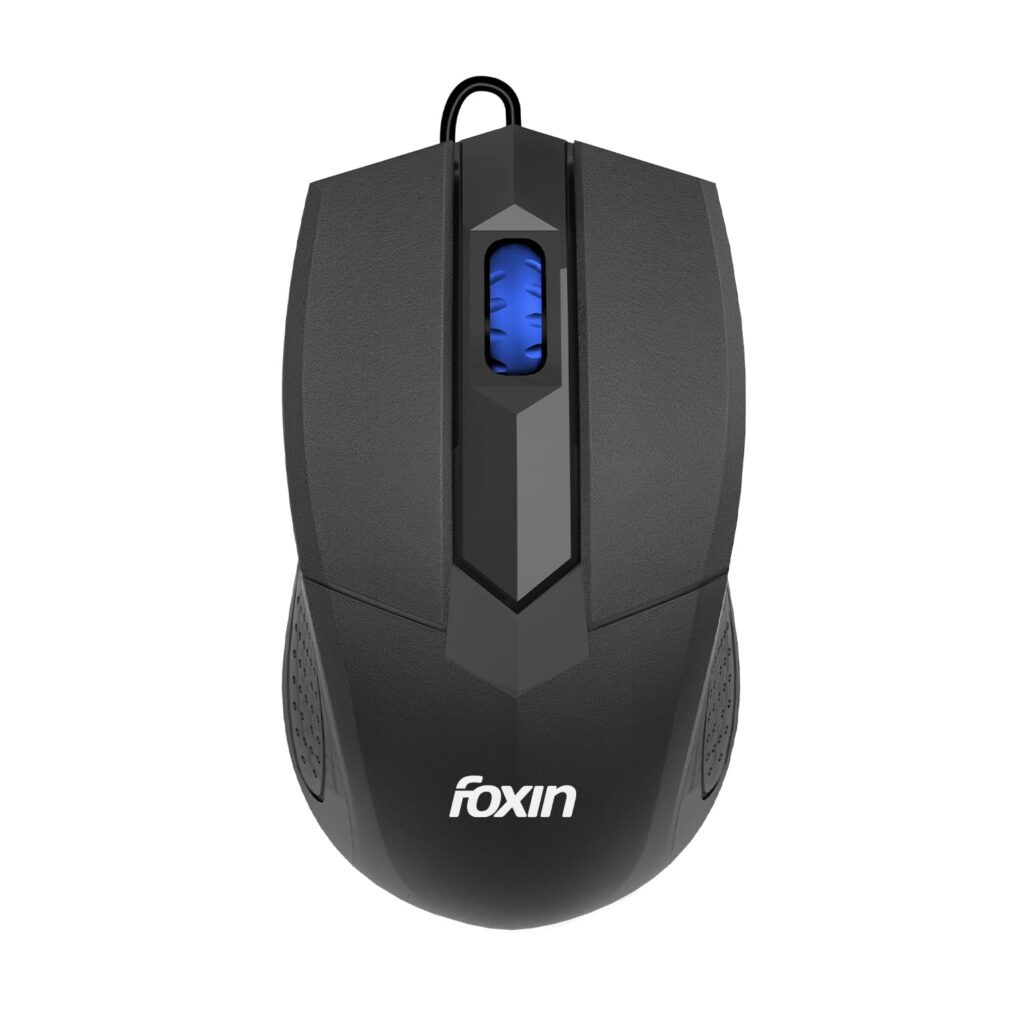 Foxin Wired Mouse Grip | 1200 DPI Optical Sensor | Plug & Play USB | Ergonomic & Lightweight (62g) | 1.2M Cable | 3 Buttons | Silent & Durable | Wired Mouse for Laptop, Desktop, PC & Gaming Use
