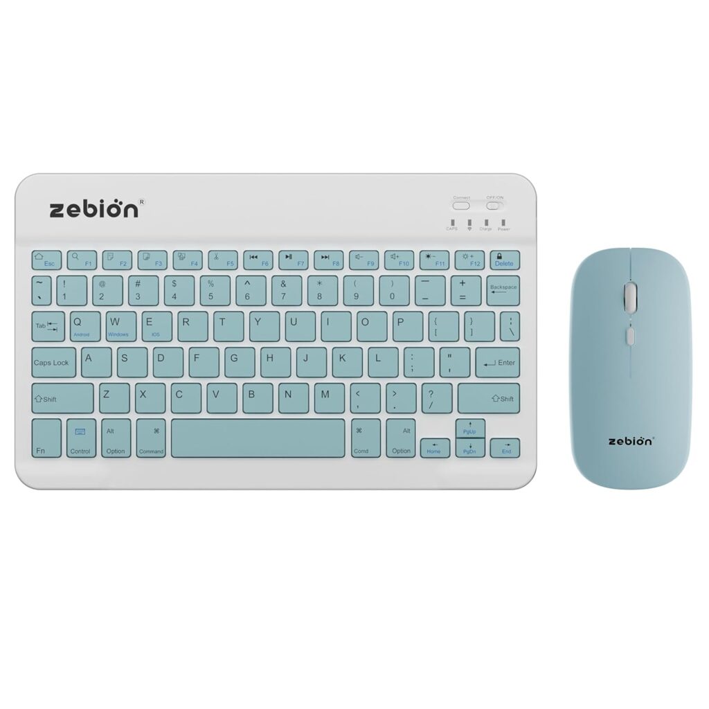Zebion G2800 Slim Keyboard & Mouse Combo (Type-C Rechargeable with Upto 150Hr Worktime, Bluetooth Multi-Device Keyboard (Blue)