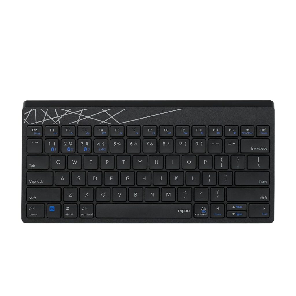 Rapoo K8000M Multi-Mode Keyboard,Bluetooth 3.0/4.0 Wireless 2.4 GHz Compatible with Windows, iOS, Android, Tablets, Smartphones - Blk, 3-Year Warranty