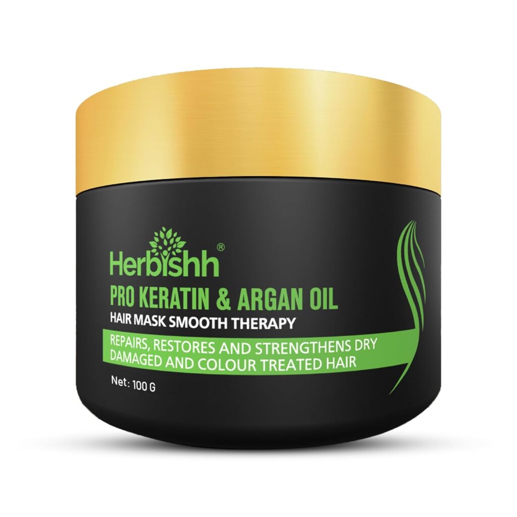 Herbishh Argan Hair Mask-Deep Conditioning & Hydration For Healthier Looking Hair- For Very Dry, Weak, Stressed Out Hair, No Sulphates, No Parabens (100 Gm), 1 Count
