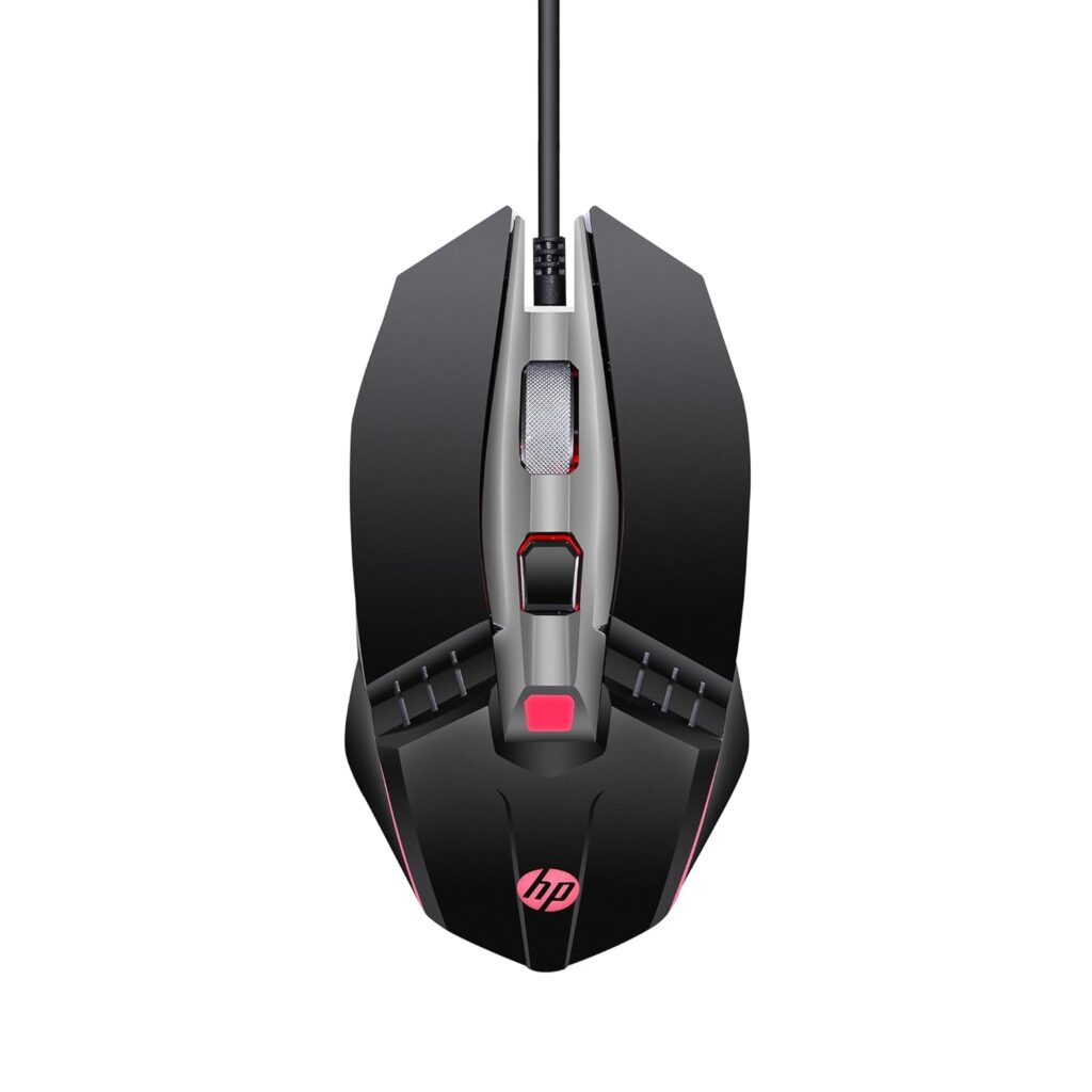 HP M270 Backlit USB Wired Gaming Mouse with 6 Buttons, 4-Speed Customizable 2400 DPI, Ergonomic Design, Breathing LED Lighting, Metal Scroll Wheel, Lightweighted / 3 Years Warranty (7ZZ87AA), Black