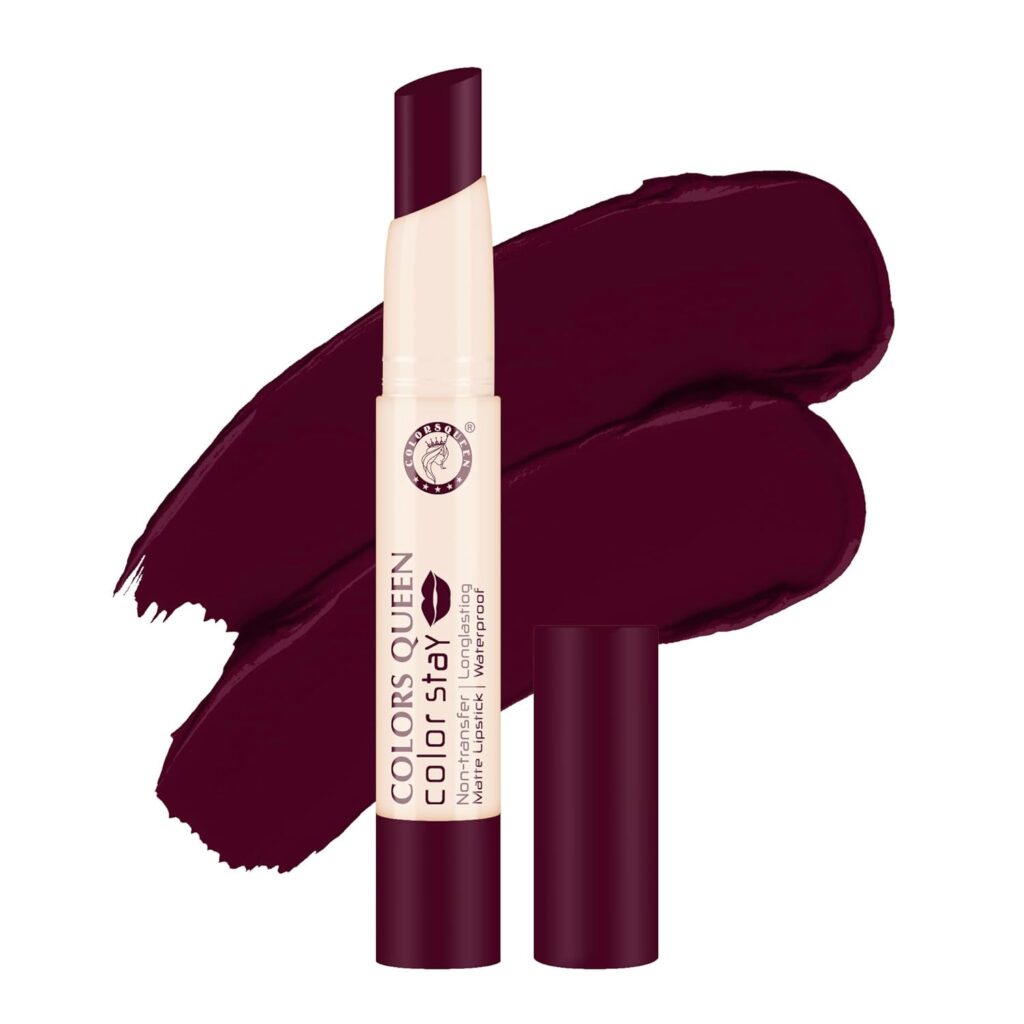 Colors Queen Color Stay Matte Lipstick | Highly Pigmented with Smooth One Swipe Application | Ultra Matte Finish | Smudge Proof & Waterproof | Long Lasting Lipstick for Women (13 - Wine, 2.1g)