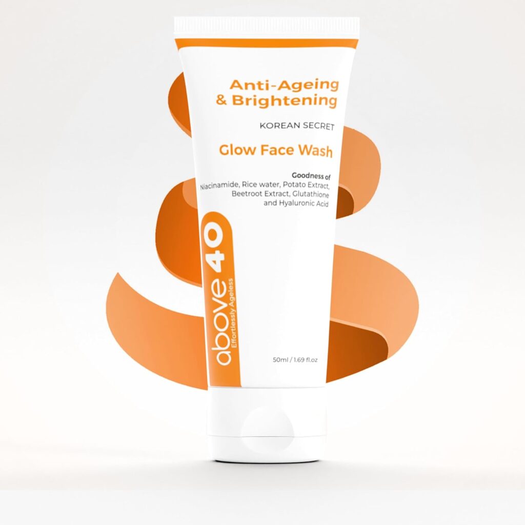 Above 40 Korean Secret Anti-Ageing & Brightening Glow Face Wash – With Glutathione, Niacinamide, Hyaluronic Acid & Rice Water – Radiance-Boosting Cleanser for Youthful, Non Comedogenic For All Skin Types | 50ml