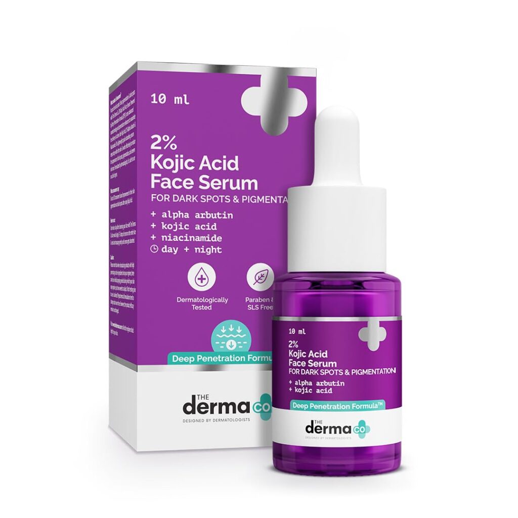 The Derma Co. 2% Kojic Acid Face Serum with Alpha Arbutin, Powered by Deep Penetration Formula™ | Fights Pigmentation | Fades Dark Spots | Brightens & Evens Skin Tone | 10 ml