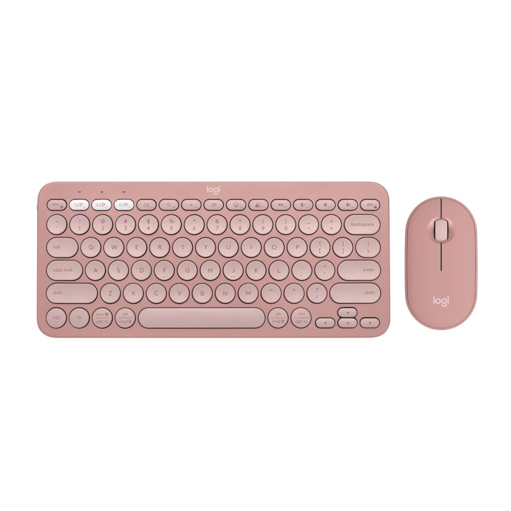 Logitech Pebble 2 Combo, Wireless Keyboard and Mouse, Quiet and Portable, Customisable, Logi Bolt, Bluetooth, Easy-Switch for Windows, macOS, iPadOS, Chrome - Tonal Rose