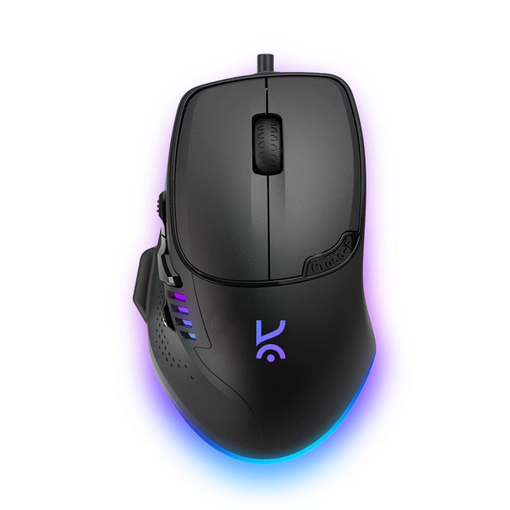 Kreo Hawk Gaming Mouse with Programmable Buttons & RGB Lighting | Top Pixart Sensor | Adjustable DPI with 1.5m Long Braided Cable and Optical Sensor | Pixart 3327 & Durable (Hawk, Black)
