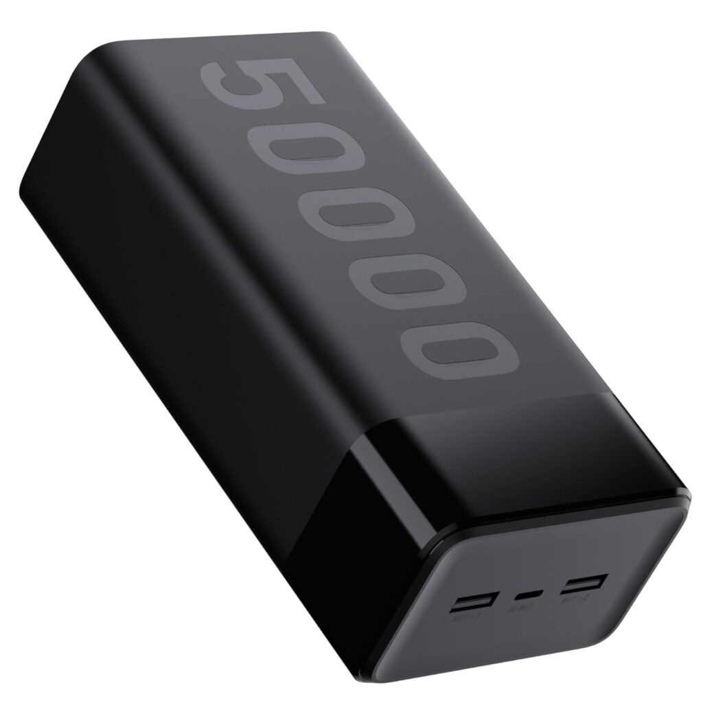 Ambrane 50000mAh Powerbank, 20W Fast Charging, Triple Output (2 USB & 1 Type C), PD, Quick Charge for iPhone, Android & Other Devices, Made in India + USB Type-C Input (Stylo Max 50k, Black)