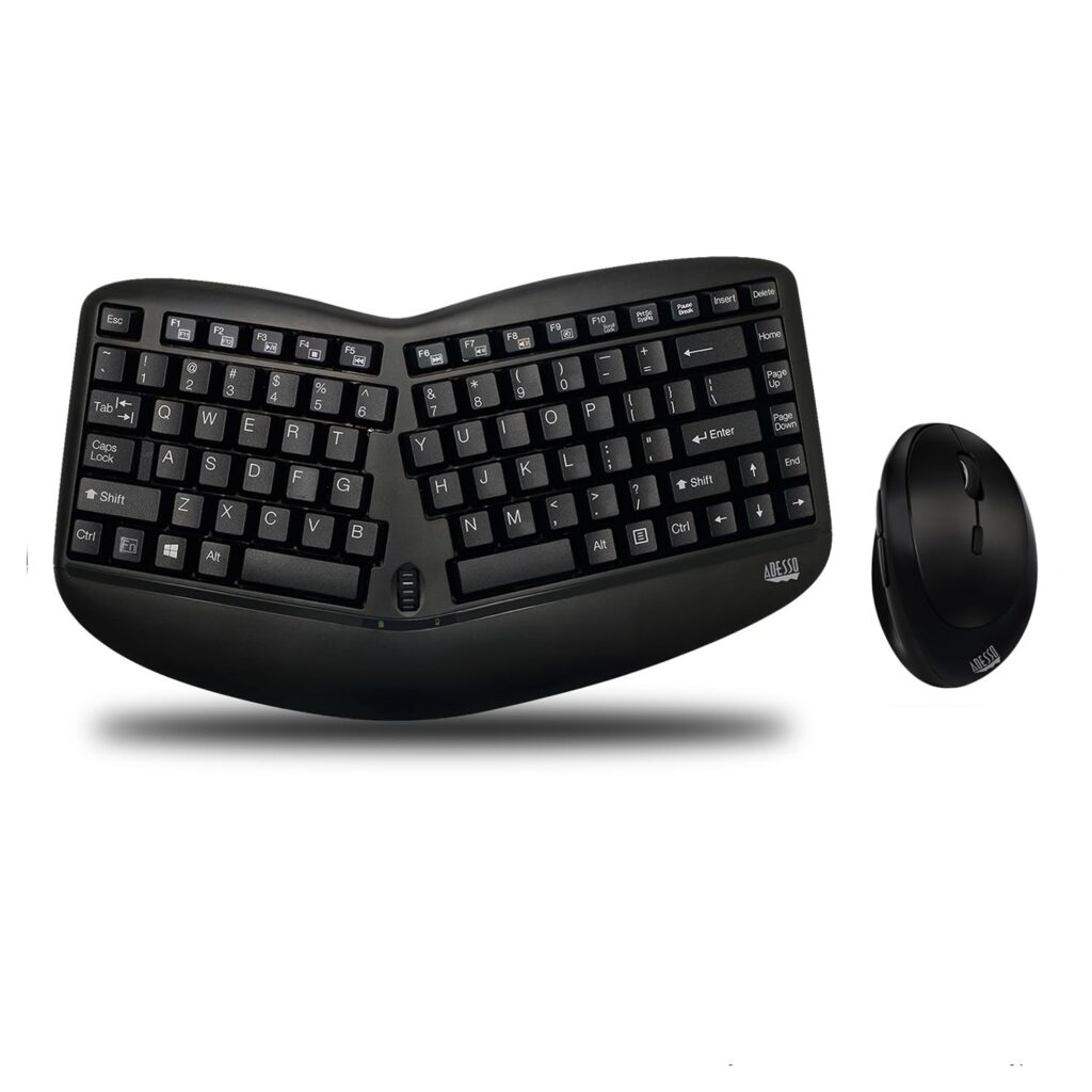 Adesso 2.4Ghz Wirelesstru-Form Media 3D Ergonomic Mini Keyboard & Mouse Combo