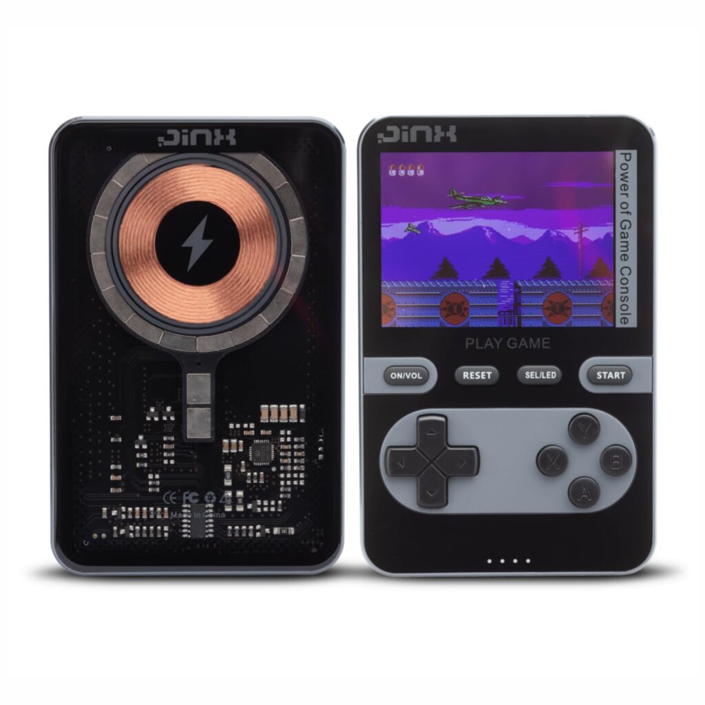 JINX Alpha Pro Wireless Magnetic Powerbank with Retro Video Game|Classic Built-in Retro Games with Powerbank|8000mAh 15W Magsafe Compatible Power Bank Fast Charging for iPhone, Android (Grey)