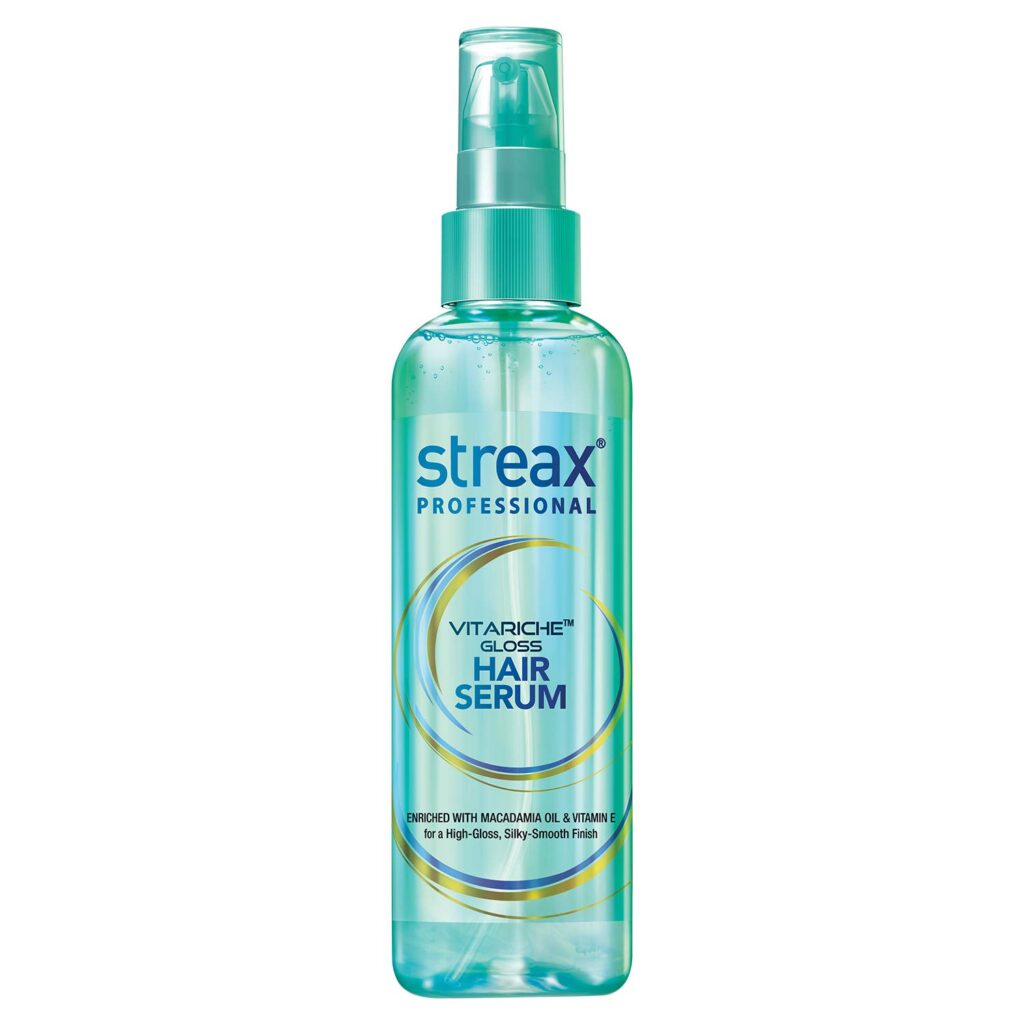 Streax Professional Vitariche Gloss Hair Serum,125ml|for Dry Frizzy Hair|for Women & Men|Enhance Shine & Smoothness,Anti Frizz |With Vitamin E & Macadamia Oil|For Curly Hair,Straight Hair,Wavy Hair