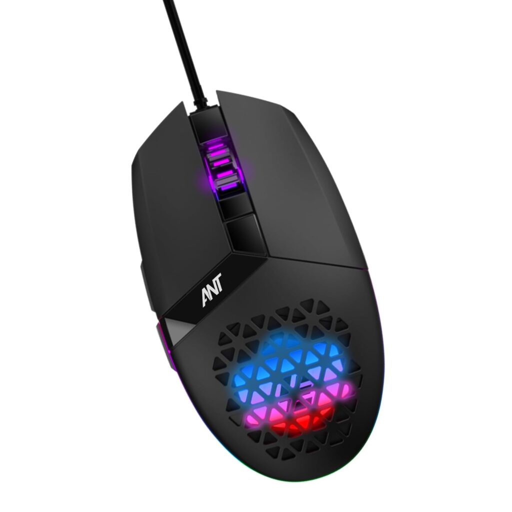 Ant G10 Gaming Mouse, Wired Mouse with RGB Backlit and Adjustable DPI, Gamer Mouse with 7 Responsive Buttons for Windows/Mac/Linux/Chrome