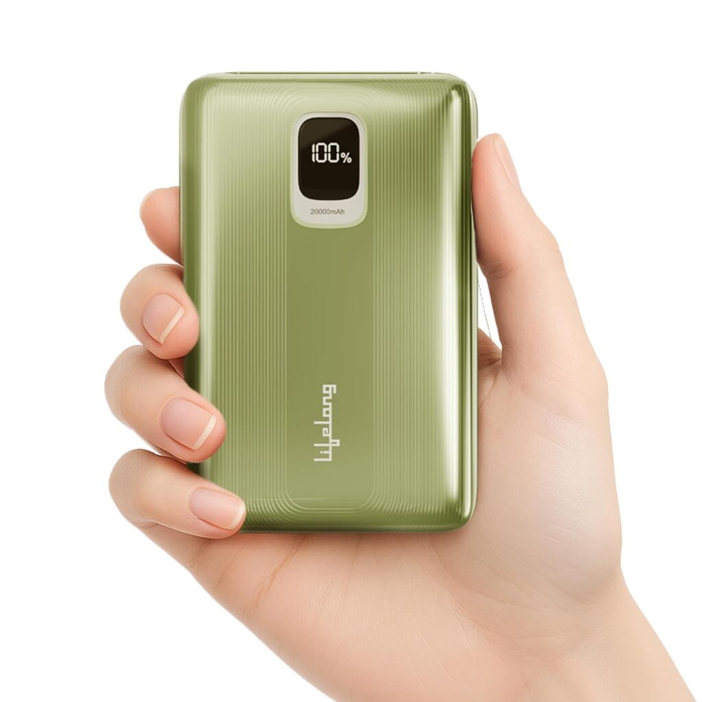 Lifelong Snapcharge 20000Mah Power Bank - Quick Charge 3.0 | 1 Type-C & 2 Type-A Outputs (22.5W) & 1 Type-C Input (18W) | Portable Charger for Mobiles, Earbuds & Speakers| Cable Included, Green