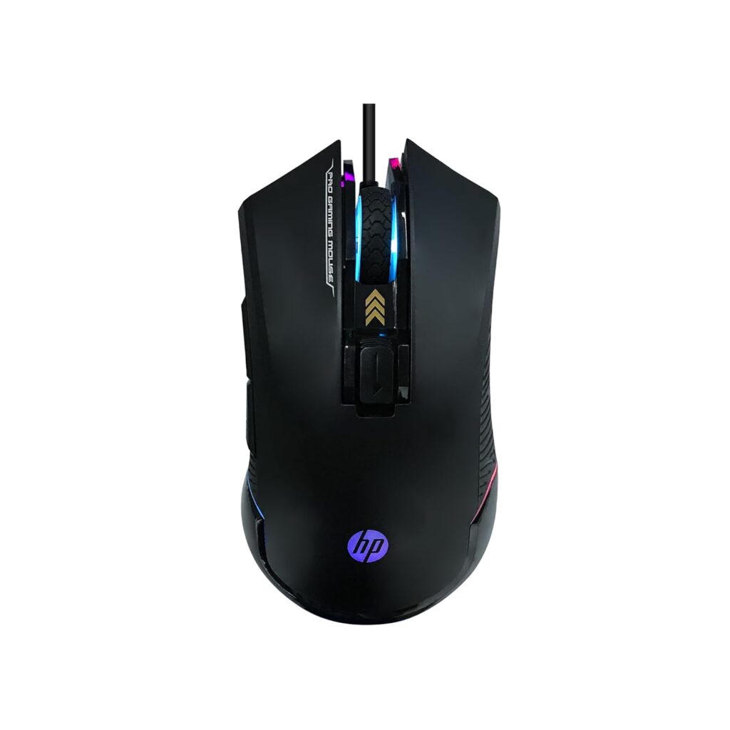 HP G360 RGB Backlighting USB Wired Gaming Mouse with 6 Programmable Buttons, Customizable 6200 DPI, Ergonomic Design, Non-Slip 3D Roller/ 3 Years Warranty (4QM92AA)