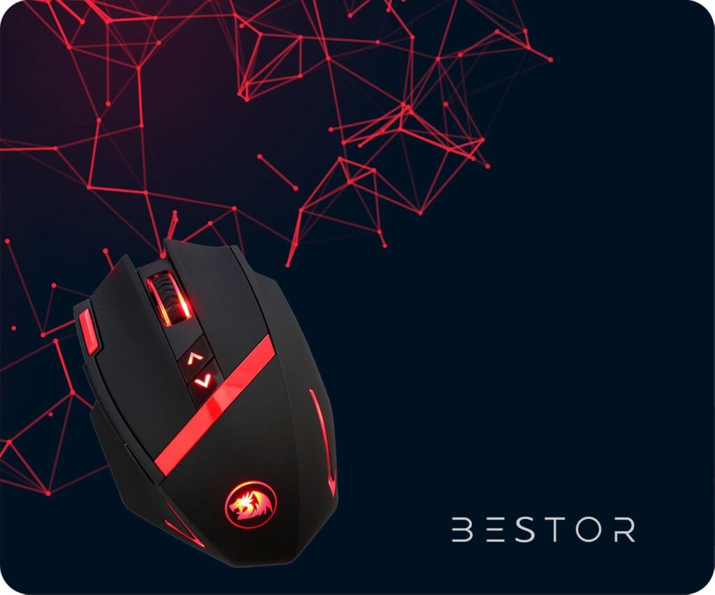 BESTOR Ultra-Low Friction Gaming Mouse Mat, Anti-Slip Base, High Durability, Waterproof, Quick Movements Mousepad for Pro Gamers or Graphic Designers Working at Home & Office (Red/Black)