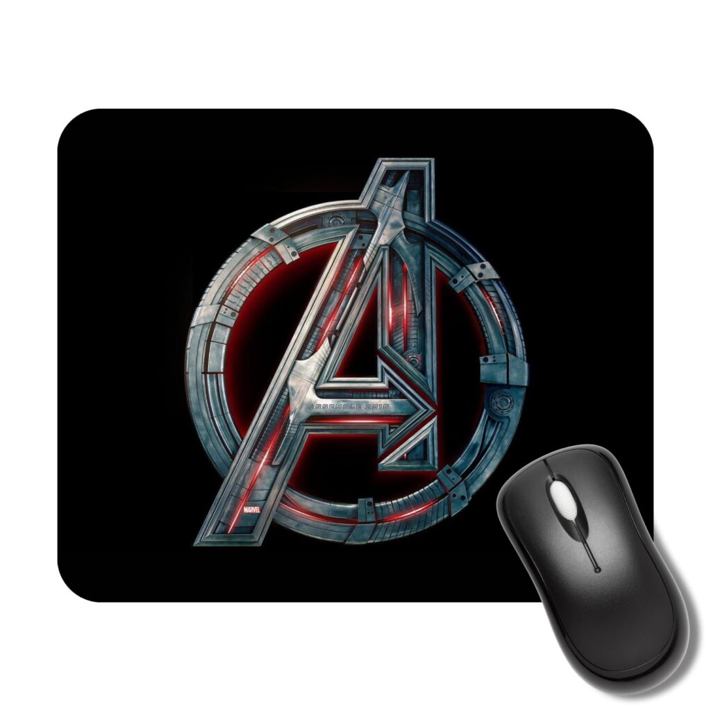 SHERISH Avengers Mouse Pad – 19x23 cm Superhero Design, Smooth Cloth Surface, Non-Slip Rubber Base, Waterproof Desk Mat for Laptop, Gaming & Office Use (Black)