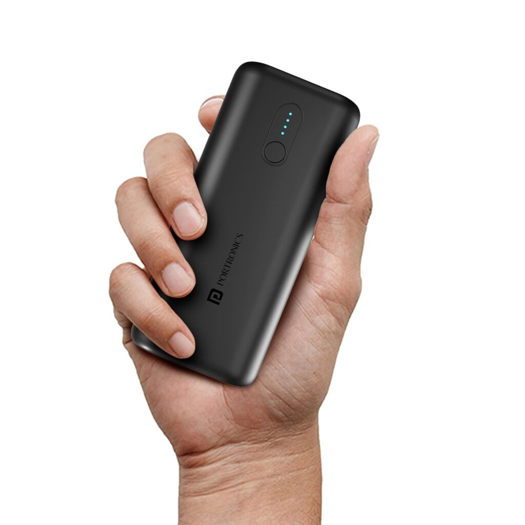 Portronics Power Pod 10K Advanced 10000 mAh Nano Power Bank with 22.5W Max Output, LED Indicator, Mach USB-A Output, Type C PD Output, Type C Input(Black)