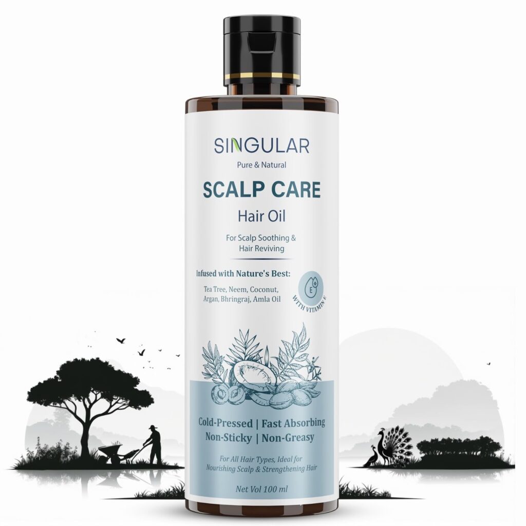 Singular Scalp Care Hair Oil for Itchy Scalp, Soothing & Sebum Control, Cold-Pressed with Tea Tree, Neem, Argan & More - 100 ml