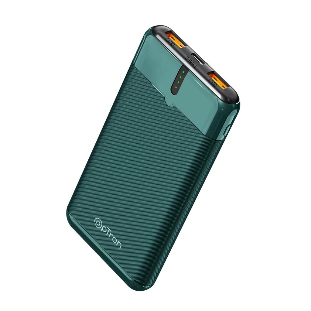 pTron Newly Launched Dynamo Nergy 10000mAh 22.5W Fast Charging Power Bank, Supports VOOC/Wrap/Dash USB Charging, 20W PD Fast Charging, 3 Outputs, Input & Multiple Layers of Protection (Green)