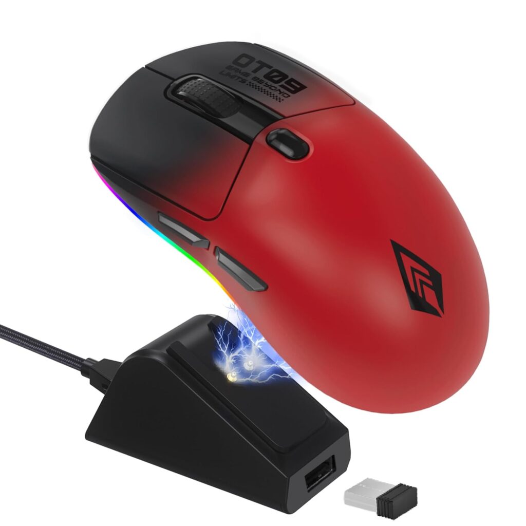 Archer Tech Lab Bluetooth Wireless Gaming Mouse (BT 5.3/2.4GHz/ Wired) PixArt PAW3311 Sensor, 22000 DPI~1000Hz Precise Tracking, 8 RGB/ 7 Programmable Buttons, Charging Dock, for PC Laptop Mac(Quest)