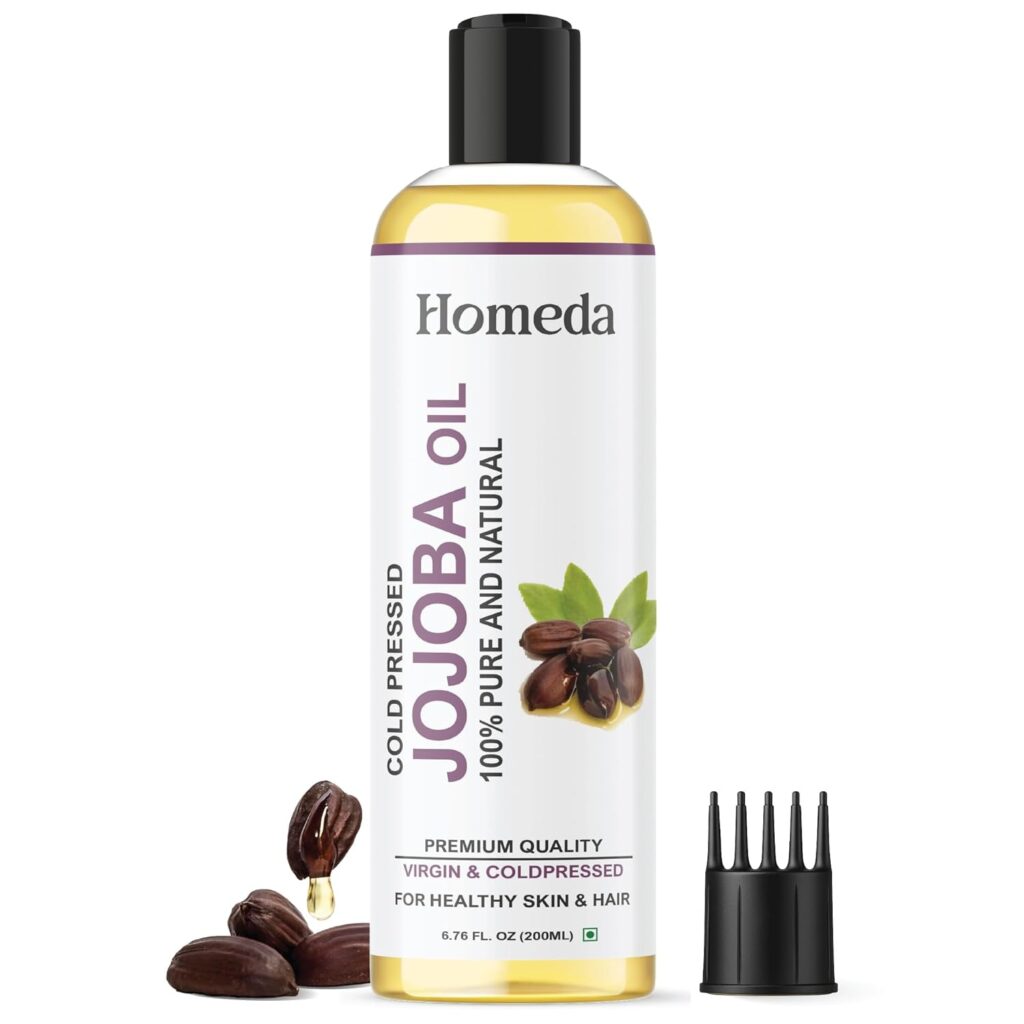 Homeda Cold Pressed Jojoba Oil for Hair Growth, Face Glow, Skin (200 ml) 100% Pure, Organic, Virgin & Unrefined