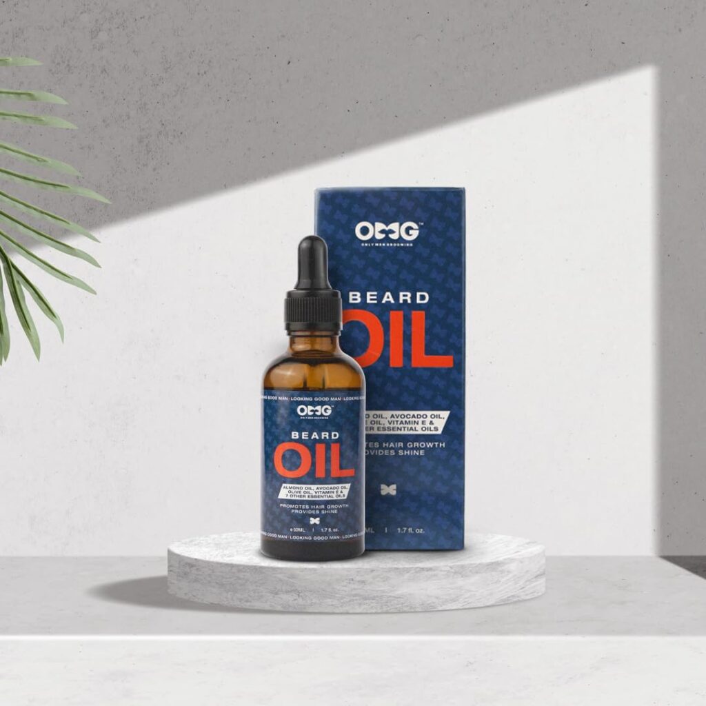 OMG Beard Oil for Men 50ml | Promotes Hair Growth and Gives Shine | Enriched with Vitamin E and 100% Natural Ingredients | Contains Almond Oil, Avocado Oil, Olive Oil