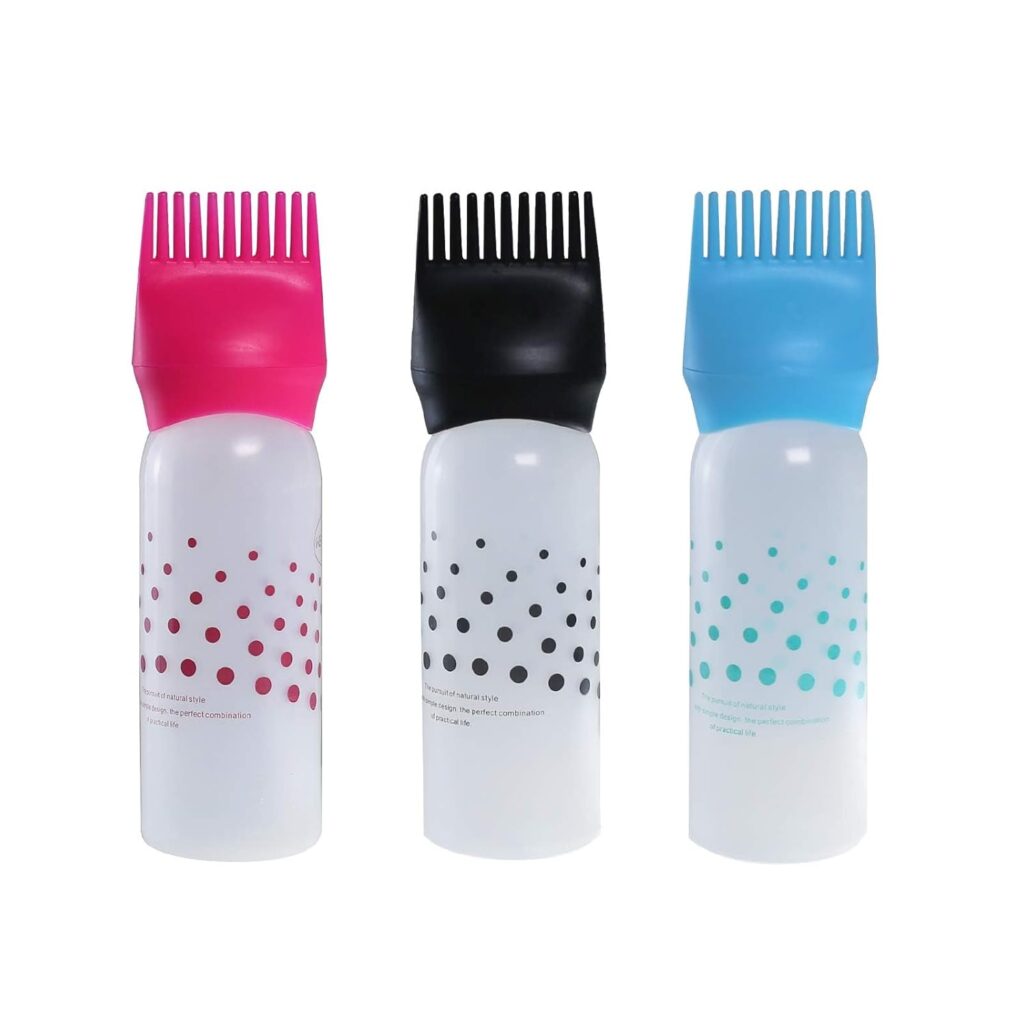 Nyamah Sales Empty Hair Oil Root Comb Oil Applicator Bottle with Graduated Scale Empty Hair Dye Applicator Comb for Salon Hair Coloring Dye Hair Oiling Care, Hair Bleach (1)