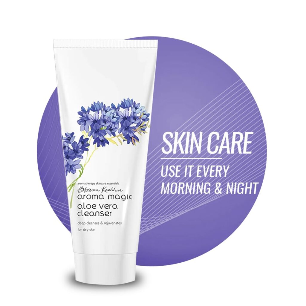 Aroma Magic Aloe Vera Cleanser | deeply cleanses & Rejuvenates skin while unclogging pores with Persian walnut seed, Damask rose essential oils, orange blossom extracts | For Dry Skin - 100 gm