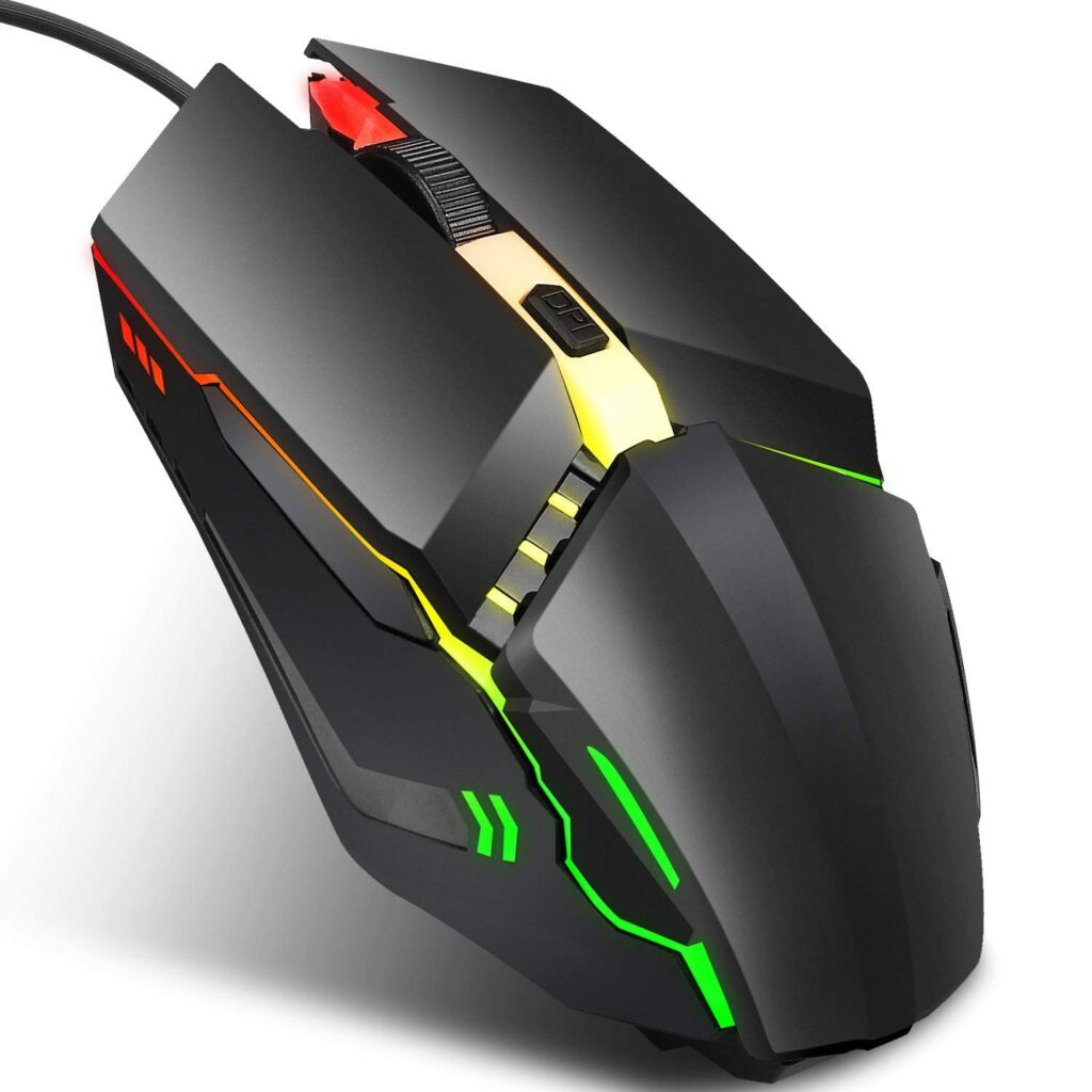 ENTWINO X3 Gaming Mouse, RGB Lights, DPI Button, 7 Colors Light Wired Optical Gaming Mouse