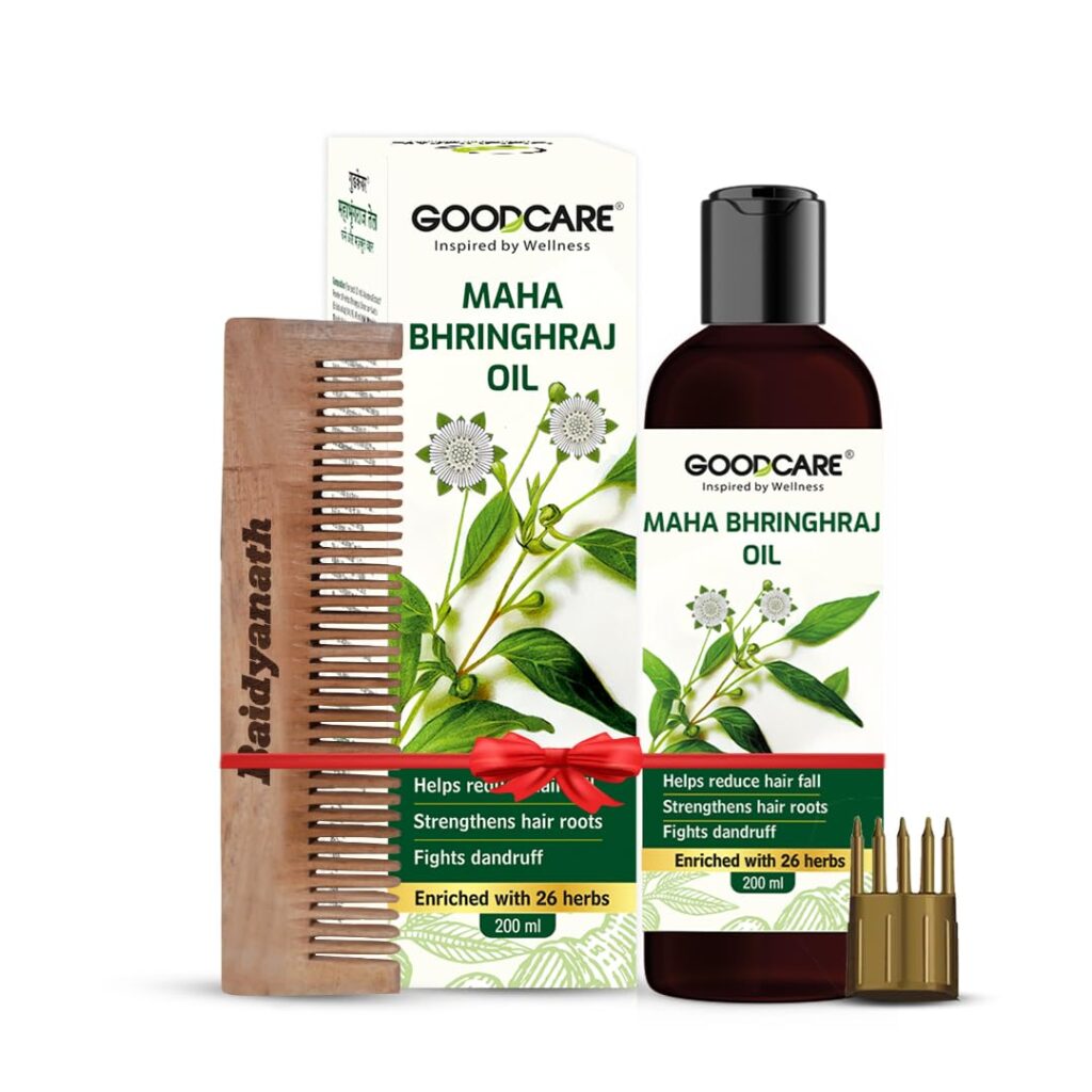 Goodcare Maha Bhringraj Hair Oil-200 ML| With Applicator and Free Comb| Hair Care with Ayurveda| Bhringraj For Hairfall Control and Strong Hair| Dandruff Control & Frizz Free Hair