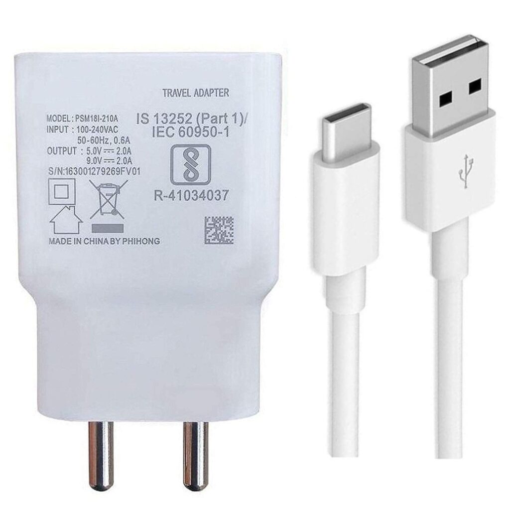Type C Charger for Samsung Galaxy M31 Original Adopter Super Fast Quick Charging Smart IC Technology with 1m Type C USB Data Cable (White, VO, SE.AF)