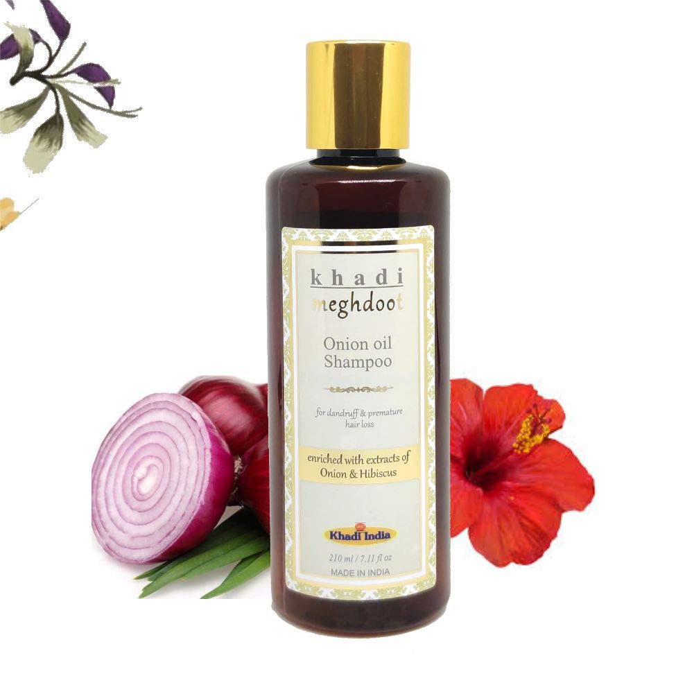 Khadi Meghdoot Onion Oil Shampoo Enriched With Extract of Onion & Hibicus for Dandruff & Premature Hair Loss, 210ml (Pack of 1)