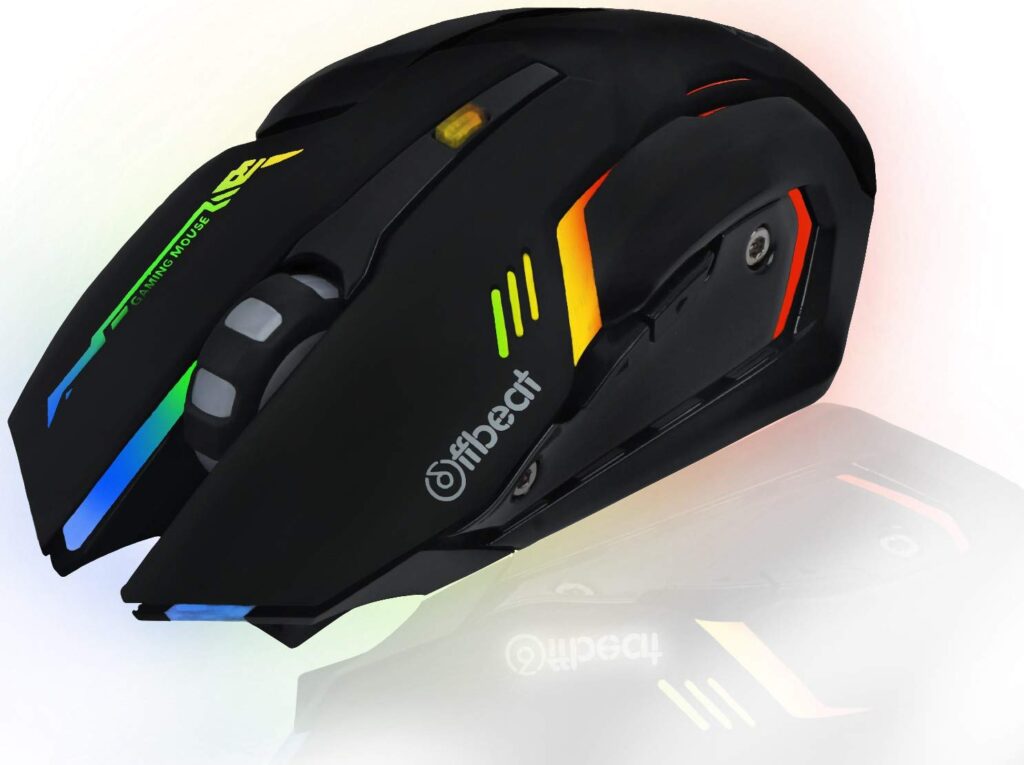 Offbeat RIPJAW 2.4Ghz Rechargeable Wireless Gaming Mouse, Silent Click Buttons Mouse - 7D Buttons, DPI : 1600,2400,3200, Mice for PC/Laptop/Smart TV/Mac(Light Weight)