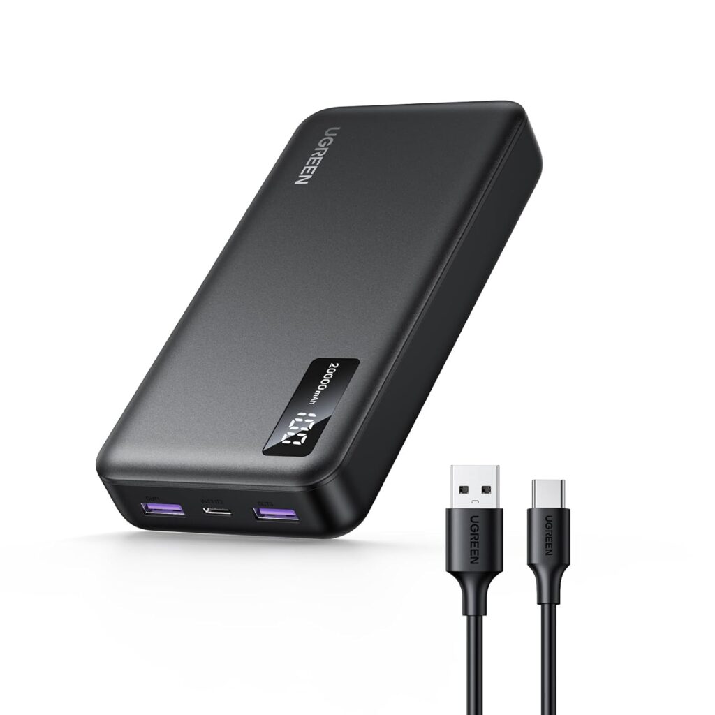 UGREEN Power Bank, 20000mAh 22.5W Portable Charger Battery Pack with USB C PD Fast Charging Compatible with iPhone 15/14/13/12 Series/Samsung S24/S23/ipad/Pixel 8/LG, etc Black