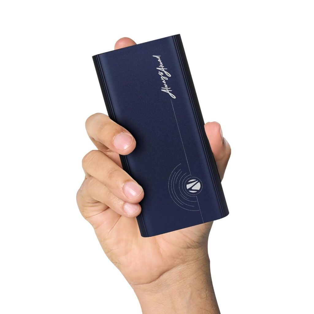 ZEBRONICS 20000 mAh Power Bank, 35W Fast Charging PD3.0, Output (2 Type C & 1 USB), for iPhone, Android, Tablets & Other Devices, Slim Metal Body, Flight Friendly, Type C Cable (EnergiPOD 20R1, Blue)