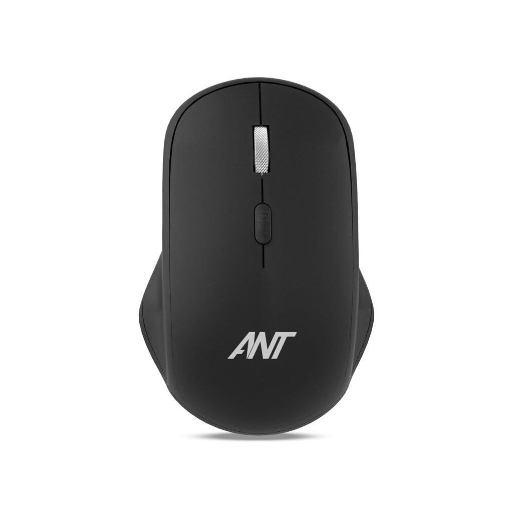 Ant GLOBE30 Wireless Optical Mouse |4 Button Design |Dual Mode 2.4GHz & Bluetooth | 1600 DPI | Silent Click | Rechargeable Battery | Lightweight & Ergonomic| Compatible with Windows, Mac, Linux_ Black