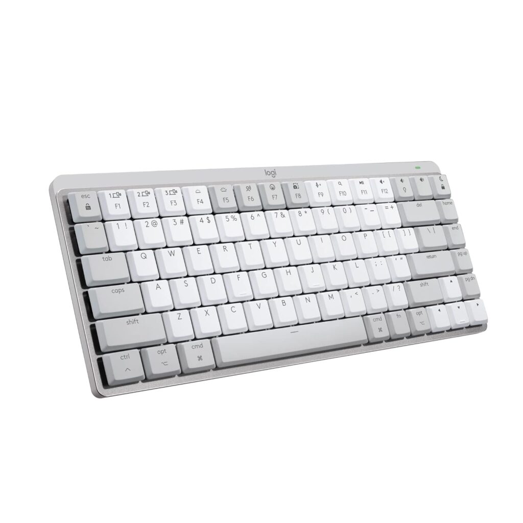Logitech MX Mechanical Mini for Mac Wireless Illuminated Keyboard with Free Adobe subscription, Low-Profile Performance Switches, Tactile Quiet Keys, Backlit, Bluetooth, USB-C, Apple, iPad - Pale Grey
