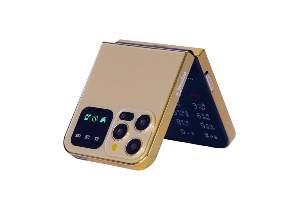 Snexian Rock Z Flip Phone Dual Sim |Keypad Mobile| with 2.4 inch Display |Flip/Fold| Call & SMS Indicator |Premium Back Panel|BT Dialer|Voice Changer |Long Lasting Battery|Camera|Feature Phone| Gold