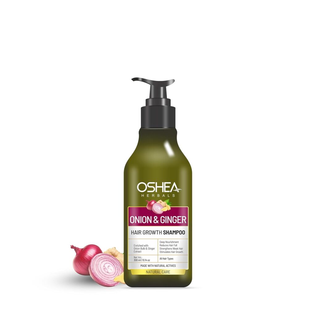 Oshea Herbals Natural Hair Growth Shampoo for Men & Women | Deep Nourishment, Promotes Hair Growth with Controlled Hairfall | Enriched with Onion Bulb & Ginger Extract - 300ml
