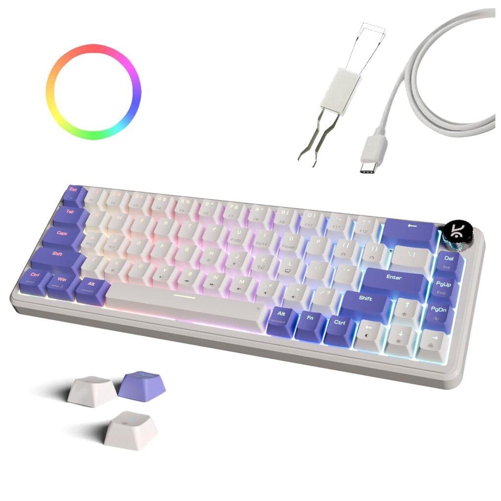 Kreo Hive RGB Anti-ghosting Gaming Keyboard | Wired Mechanical Keyboard with RGB Backlight | 5 Pin Hot-Swap | Detachable USB C Cable (White)