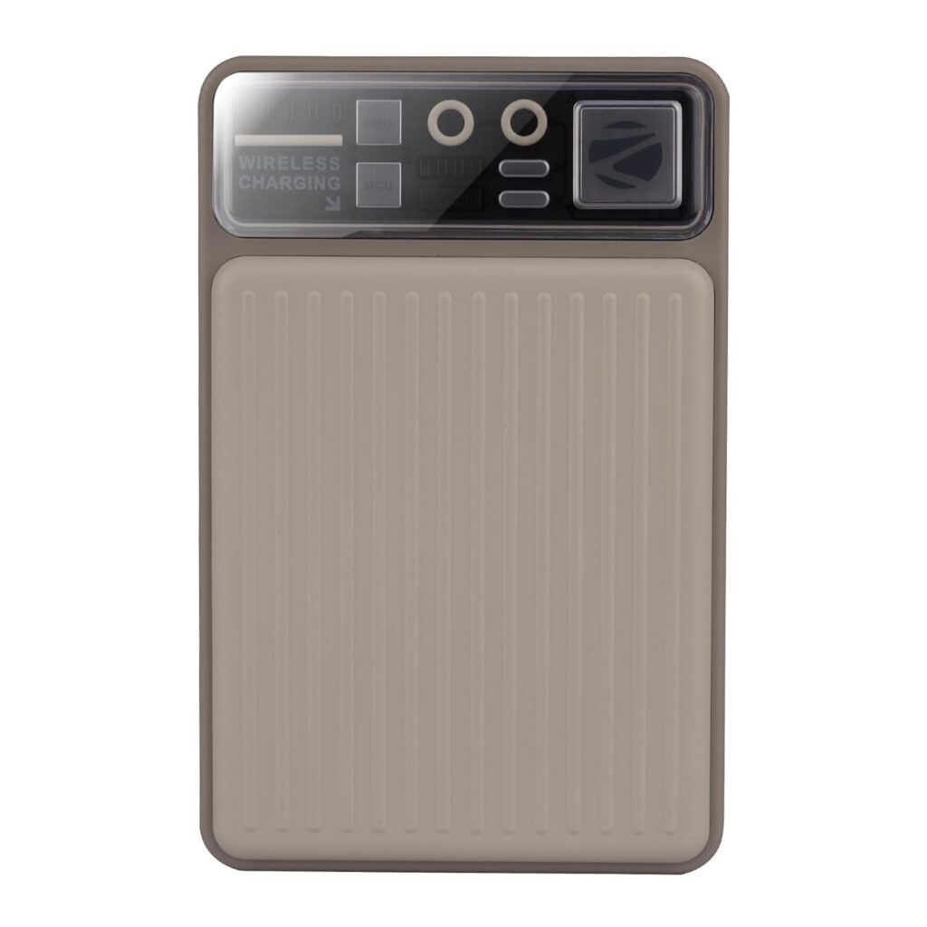 ZEBRONICS 10000 mAh MagSafe-Compatible Wireless Power Bank, Fast Charging 15W Wireless & 22.5W Wired, For iPhone 16,15,14,13,12, Android& Other Qi Enabled Devices, Type C, Compact Design (MW65, Beige)