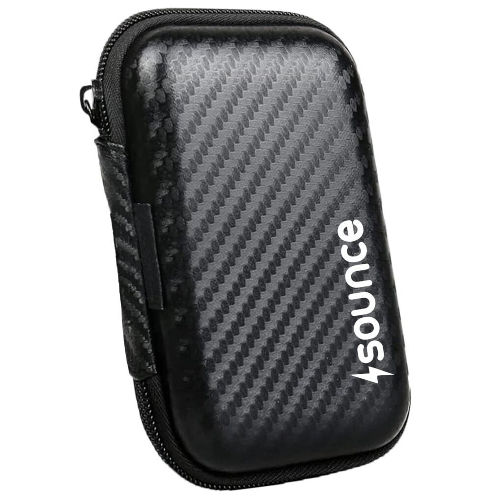 Sounce Rugged Hard Drive Case,6.35cm/2.5-inch, Hard Disk Docking Station, Portable Storage Shell for Hard Disk USB Cable Power Bank Mobile Charger Earphone, Waterproof (Black)