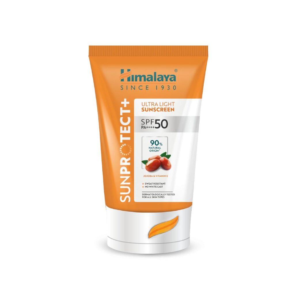 Himalaya All Skin Sunprotect +|Ultra-Light Sunscreen Cream|Spf 50 Pa ++++|90% Natural Origin Ingredients|Zero White Cast|98% Broad Spectrum Protection|Sweat &Water Resistant|For Men &Women|30 G