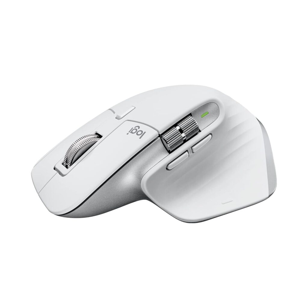 Logitech MX Master 3S with Free Adobe Subscription - Wireless Performance Mouse with Ultra-Fast Scrolling, Ergo, 8K DPI, Track on Glass, Quiet Clicks, USB-C, Bluetooth, Chrome-Pale Grey