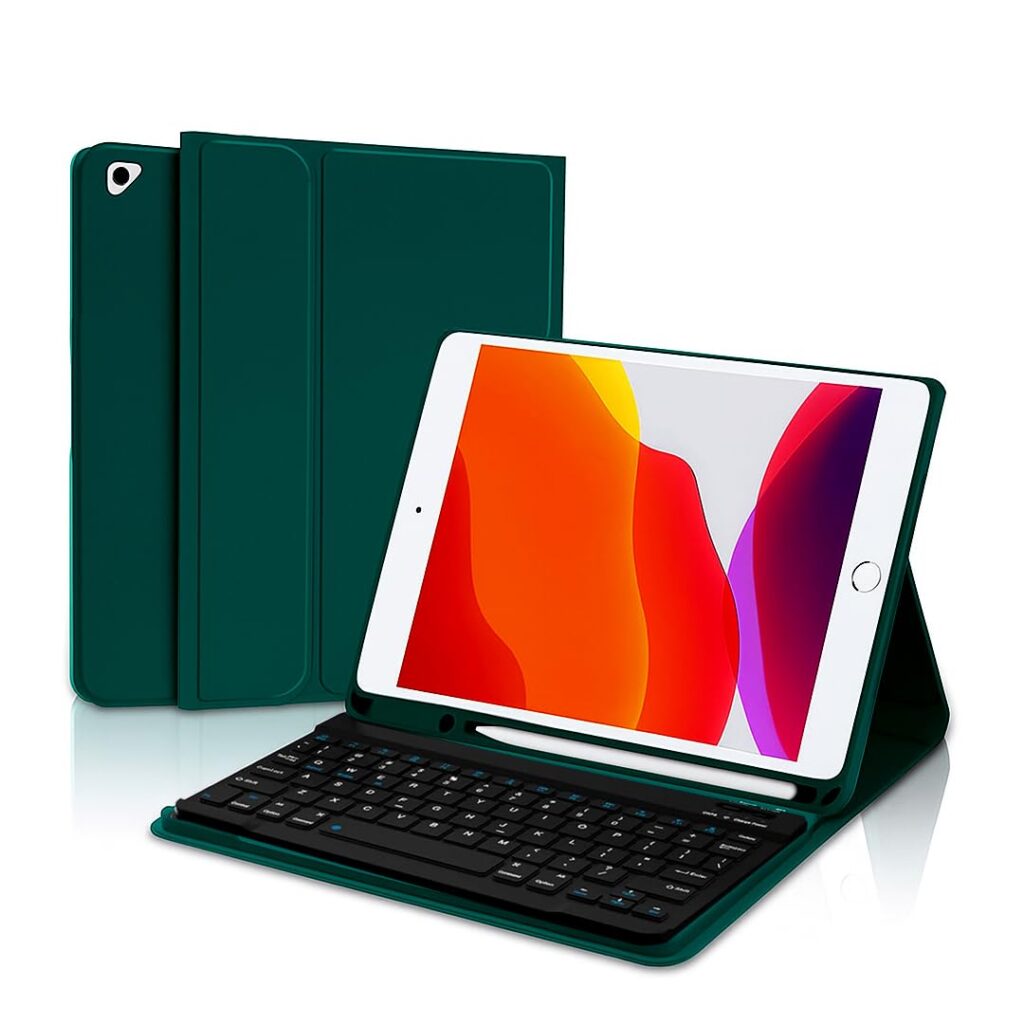 LIRAMARK Tri-Fold Wireless Bluetooth Keyboard with Detachable Tablet Case Cover for Apple iPad Pro 10.5 inch (2017)/ iPad Air 3 (2019) (Green)